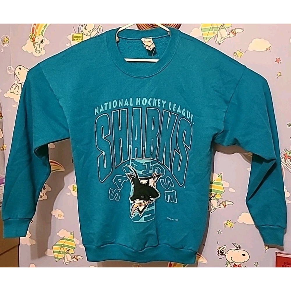 Vintage 90s 1993 NHL San Jose Sharks Crewneck Sweater Size XL Made In USA Artex